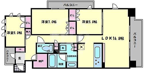 ローレルコート上本町七丁目南館 2階 3SLDK 賃貸物件詳細