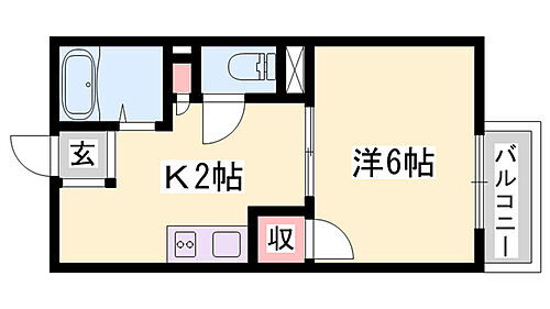 兵庫県姫路市北平野５丁目 野里駅 1K アパート 賃貸物件詳細