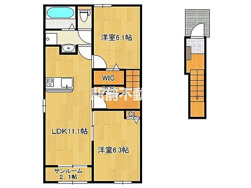 ハピネスメゾン　Ａ 2階 2LDK 賃貸物件詳細