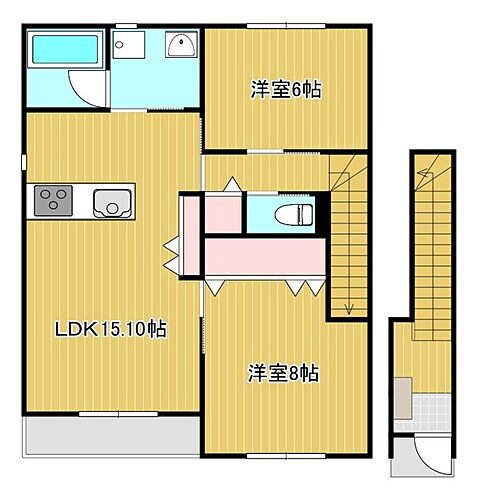 カウベルＶＩ 2階 2LDK 賃貸物件詳細