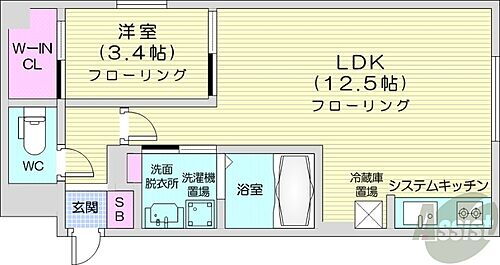  1LDK、都市ガス、エアコン、システムキッチン