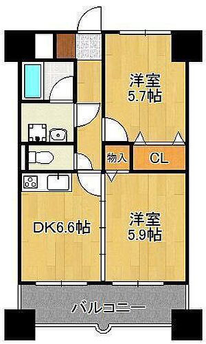 ニューシティアパートメンツ南小倉ＩＩ 10階 2DK 賃貸物件詳細