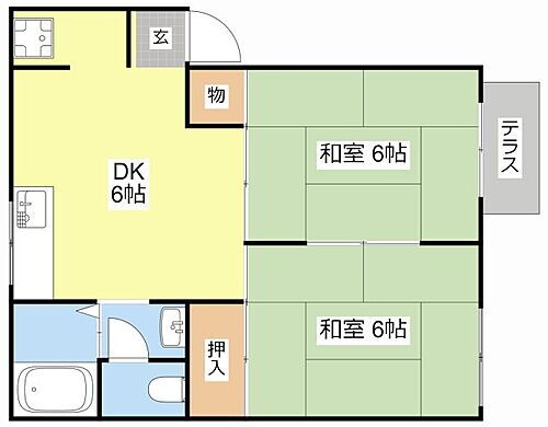 ラブリータウン近江Ａ棟 1階 2DK 賃貸物件詳細