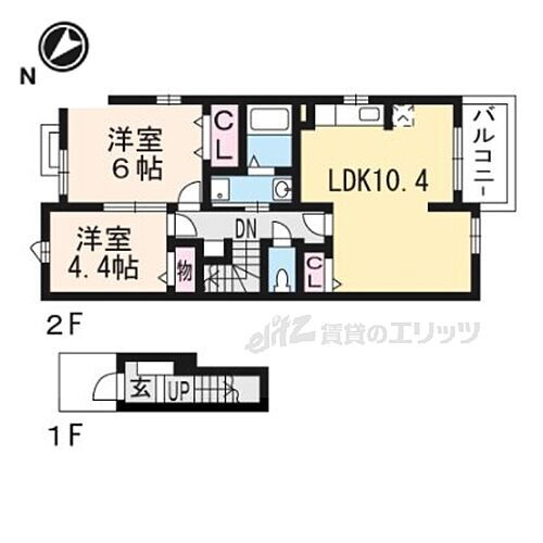 滋賀県東近江市伊庭町 能登川駅 2LDK アパート 賃貸物件詳細