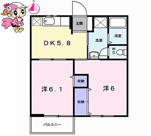 徳島県鳴門市撫養町黒崎字宮津 鳴門駅 2K アパート 賃貸物件詳細