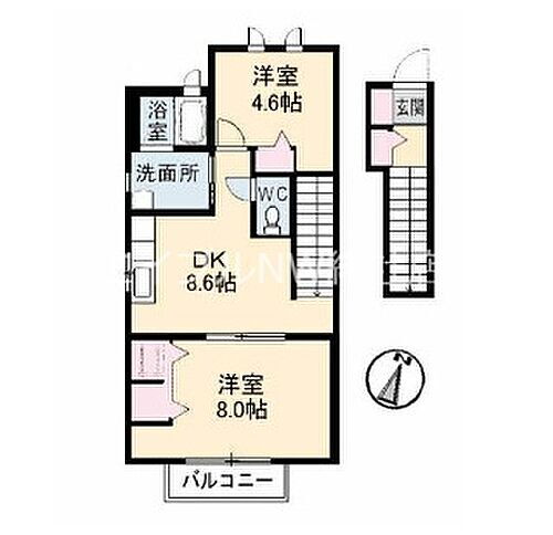 岡山県井原市下出部町1丁目 子守唄の里高屋駅 2DK アパート 賃貸物件詳細