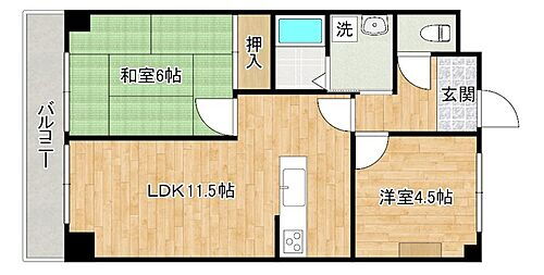 福岡県北九州市小倉北区神岳2丁目10-20 旦過駅 2LDK マンション 賃貸物件詳細