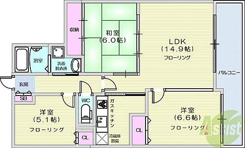  3LDK、室内洗濯機置場、エレベーター、シューズボックス