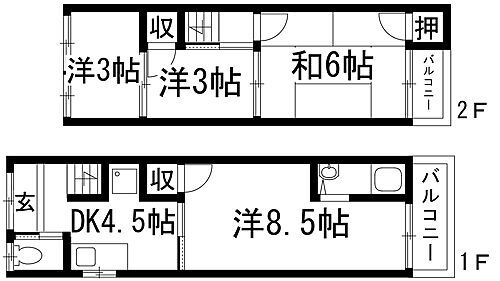 霞ヶ丘２丁目テラスハウス 4DK 賃貸物件詳細