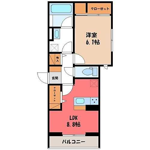 栃木県宇都宮市今泉3丁目 宇都宮駅 1LDK アパート 賃貸物件詳細