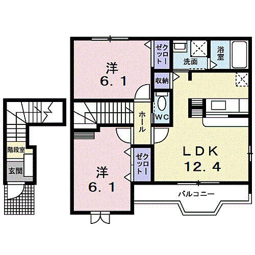 クレスト　ケイＢ 2階 2LDK 賃貸物件詳細