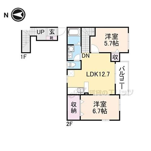 グリーン・ヴィラＣ 2階 2LDK 賃貸物件詳細