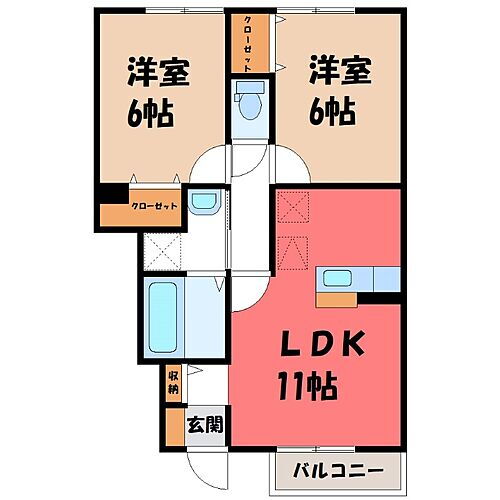 群馬県伊勢崎市北千木町 新伊勢崎駅 2LDK アパート 賃貸物件詳細