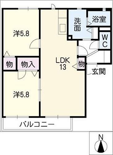 アベニューＳ＆Ｈ　ＩＩ 2階 2LDK 賃貸物件詳細