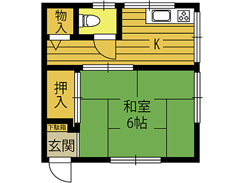 横山アパートＢ 2階 1K 賃貸物件詳細