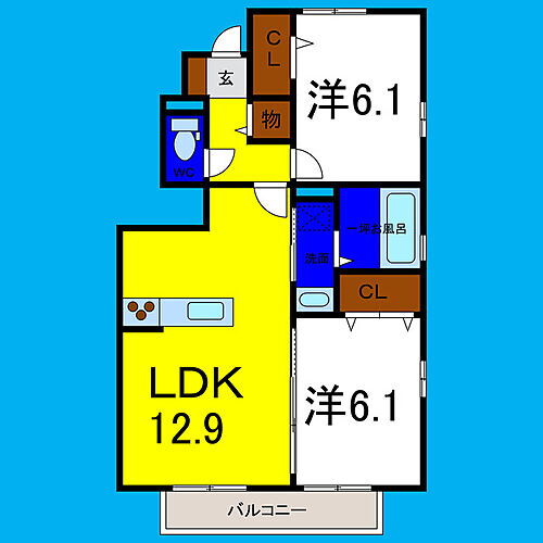徳島県板野郡藍住町勝瑞字東勝地374-1 勝瑞駅 2LDK アパート 賃貸物件詳細