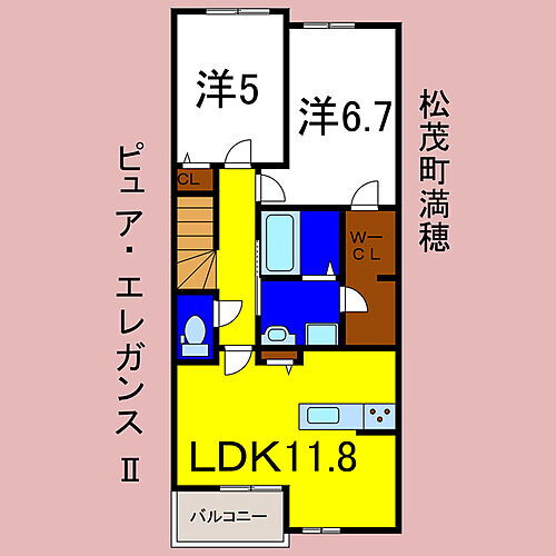 徳島県板野郡松茂町満穂字満穂開拓28-2 金比羅前駅 2LDK アパート 賃貸物件詳細