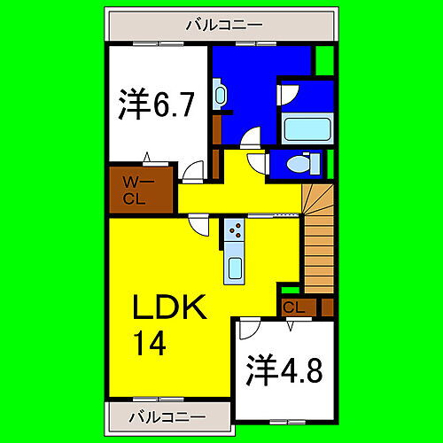 シャーメゾンガーデン松茂Ｂ 2階 2LDK 賃貸物件詳細