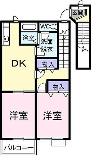 アミスター 2階 2DK 賃貸物件詳細
