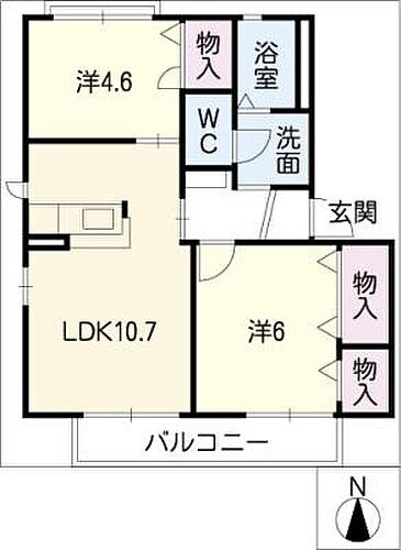 サニーハウス六軒屋Ｂ棟 2階 2LDK 賃貸物件詳細