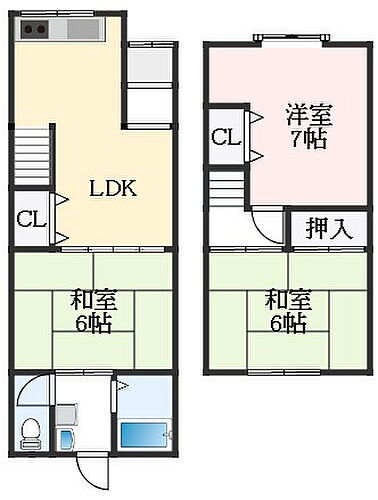 大阪府松原市高見の里６丁目 築60年1ヶ月 2階建