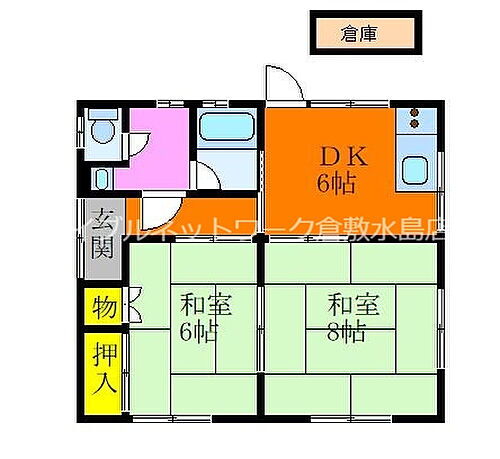 岡山県岡山市北区撫川1305 庭瀬駅 2DK 一戸建て 賃貸物件詳細
