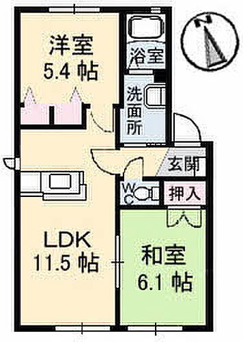 メゾントランキル　Ｂ棟 1階 2LDK 賃貸物件詳細