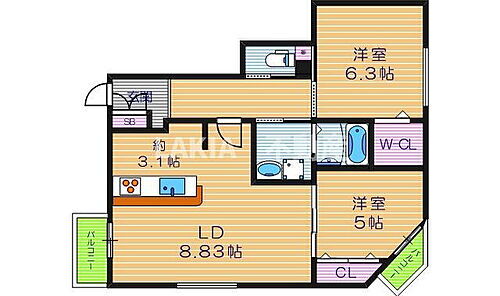 大阪府大阪市阿倍野区西田辺町1丁目 西田辺駅 2LDK マンション 賃貸物件詳細