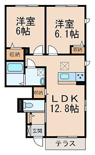和歌山県和歌山市大谷 紀ノ川駅 2LDK アパート 賃貸物件詳細