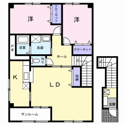 アメニティーハウス　弐番館 2階 2LDK 賃貸物件詳細