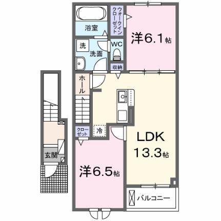 エーデルワイス 2階 2LDK 賃貸物件詳細