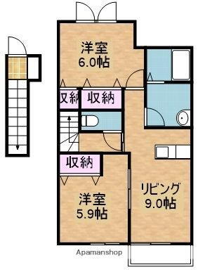 栃木県塩谷郡高根沢町宝石台4丁目 宝積寺駅 2LDK アパート 賃貸物件詳細
