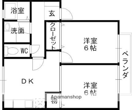 シャトレー氷室 1階 2DK 賃貸物件詳細