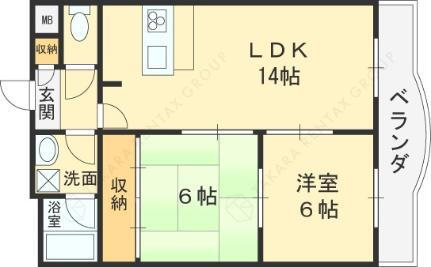 大阪府東大阪市箕輪2丁目 荒本駅 2LDK マンション 賃貸物件詳細