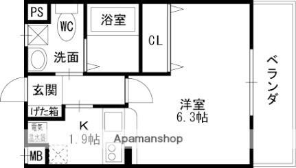 大阪府東大阪市西堤学園町1丁目 河内小阪駅 1K マンション 賃貸物件詳細