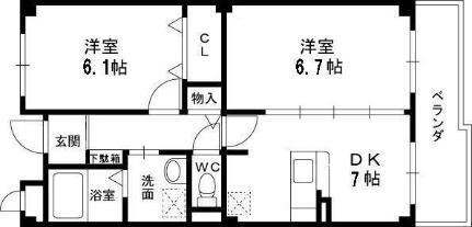 インヴィテ・ボヌールＩＩ番館 1階 2DK 賃貸物件詳細