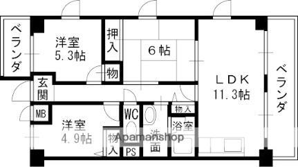 瑠璃甲東園弐番館 4階 3LDK 賃貸物件詳細