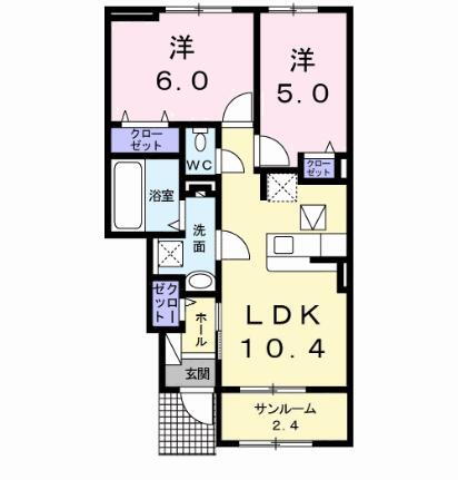 岡山県岡山市北区津高 岡山駅 2LDK アパート 賃貸物件詳細