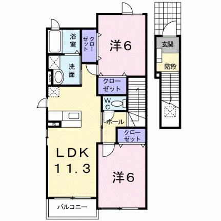 プロムナードＡ 2階 2LDK 賃貸物件詳細
