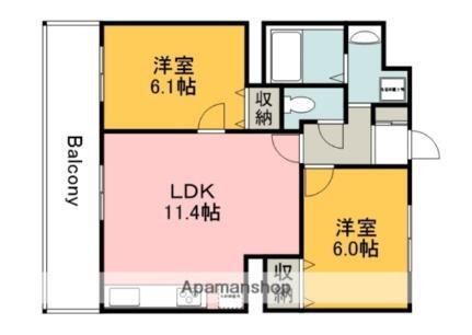 グランディール桜尾 1階 2LDK 賃貸物件詳細