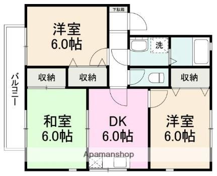 セジュールヤマシタ　Ａ・Ｂ棟 1階 3DK 賃貸物件詳細