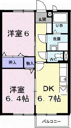 スカイハイツ川井 2階 2DK 賃貸物件詳細