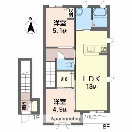 愛媛県松山市保免上1丁目 土居田駅 2LDK アパート 賃貸物件詳細