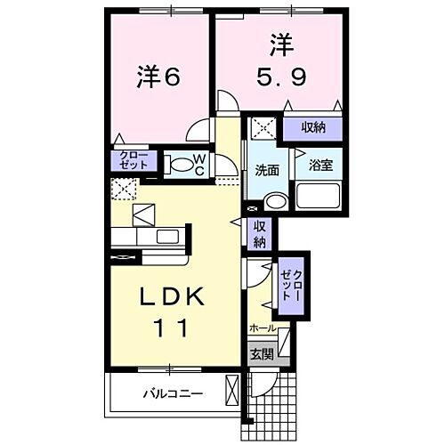 イリーデ　Ｂ 1階 2LDK 賃貸物件詳細