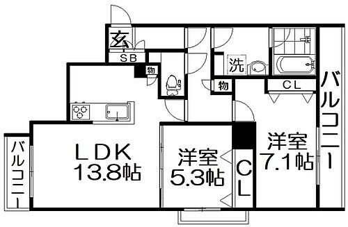 シャーメゾン　さつき 3階 2LDK 賃貸物件詳細