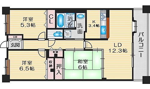 桃山公園ロジュマン 3階 3LDK 賃貸物件詳細