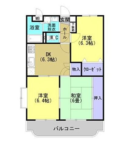 コーポラスソレイユ 3階 3DK 賃貸物件詳細