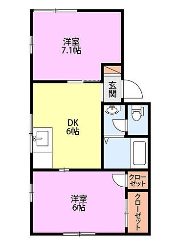 コーポラスＴＵＴＵＭＩ　Ｂ棟 2階 2DK 賃貸物件詳細