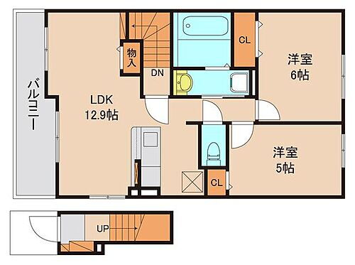 フェリチータ坂東　Ｂ 2階 2LDK 賃貸物件詳細