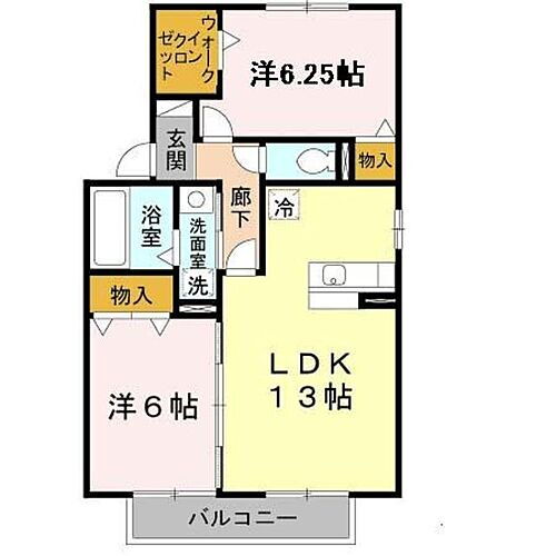 パイン　テイル　Ｄ棟 2階 2LDK 賃貸物件詳細